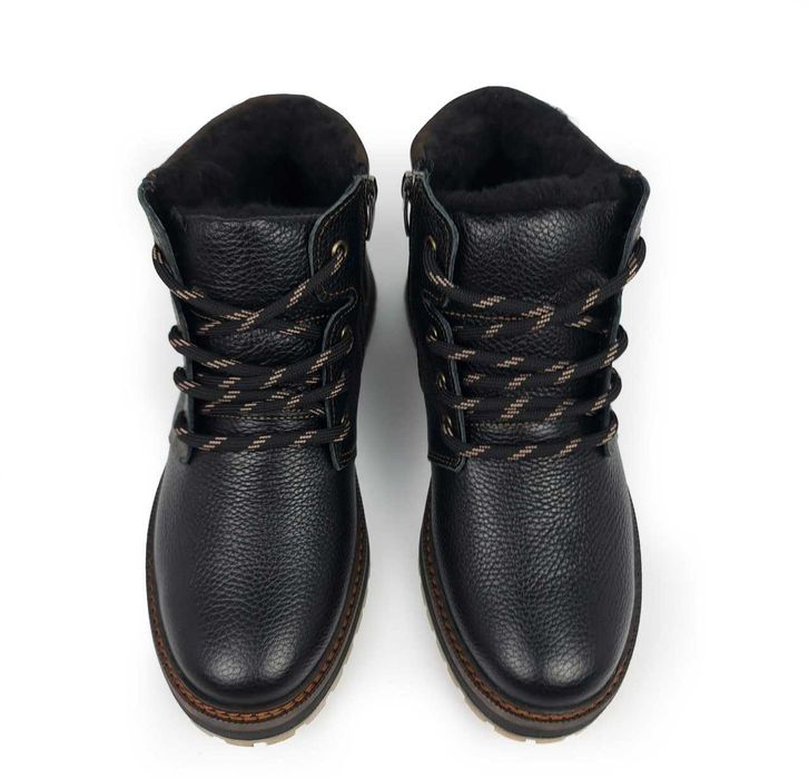 Якісні чоловічі зимові черевики натуральна шкіра та хутро BRAXTON боти