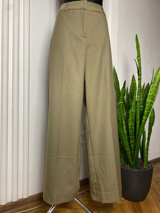 Nowe spodnie khaki wide leg Minus 42 z metką classy minimal elegant old money