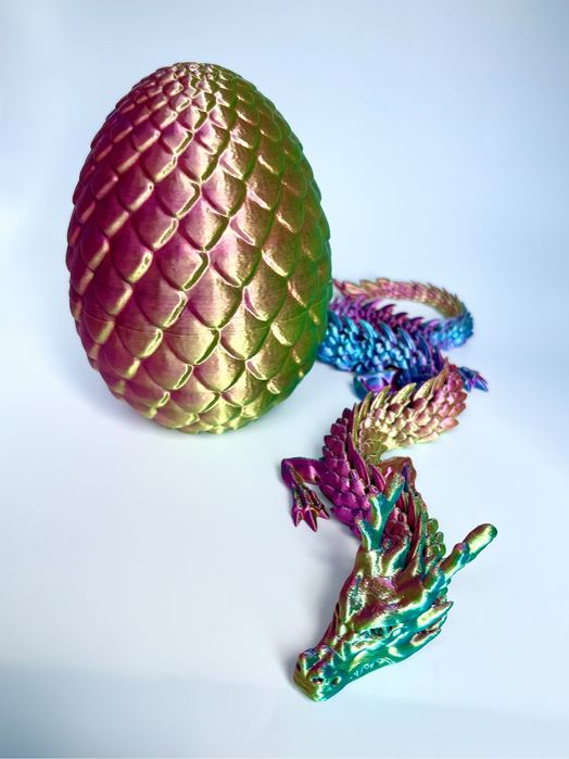 комплект рухливий 3д дракон з реалістичними очима у яйці хамелеон
