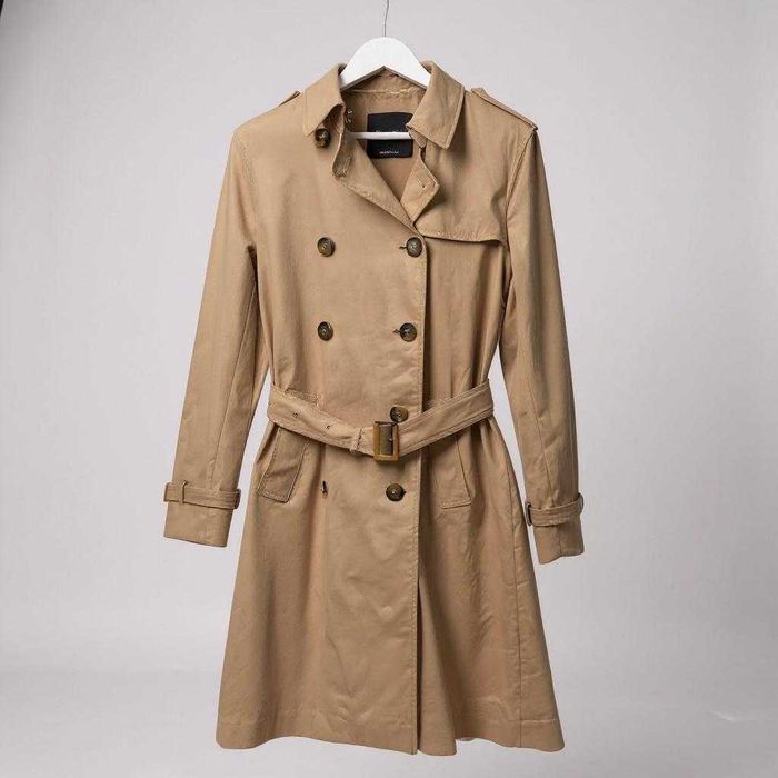 Oryginalny płaszcz damski Massimo Dutti trench coat waterproof beige