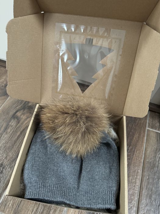 Komplet na prezent naturalne futro czapka + szalik Gatta