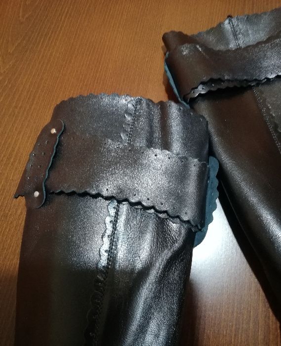 Czarne, skórzane, wysokie szpilki, rozmiar 38.