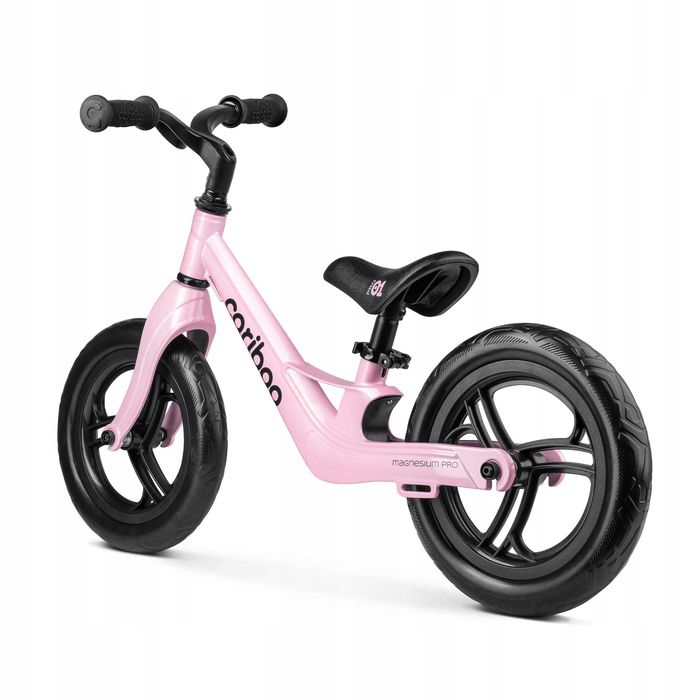 Lekki rowerek biegowy magnezowy 2,5kg, koła 12 cali, pudrowy róż