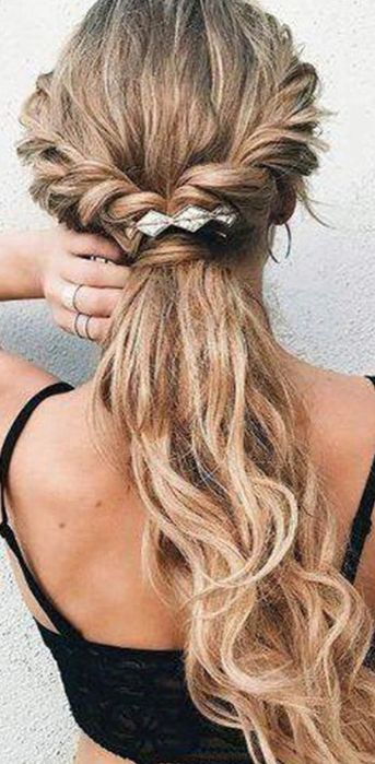 Kucyk do przedłużania włosów, dopinka klamra 45 cm blond