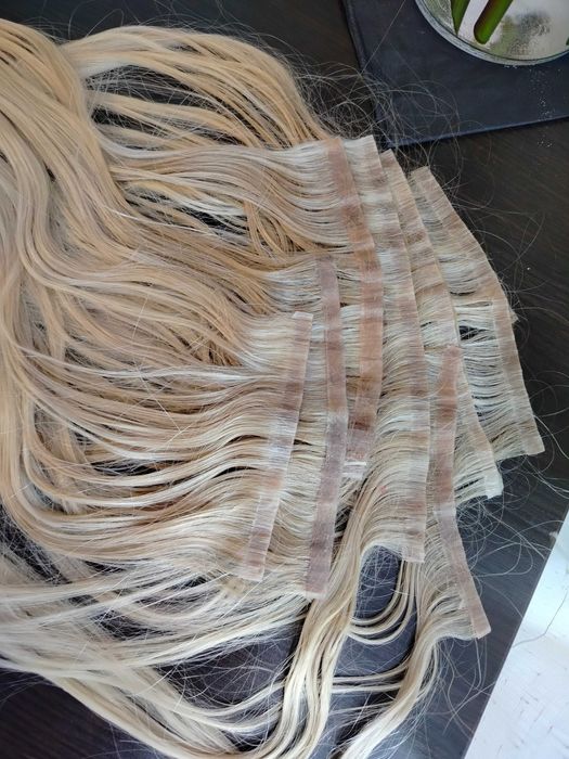 Włosy dziewicze biotaśmy blond 45 cm 100 gram