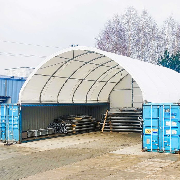 Zadaszenie kontenerów hala namiotowa 10x12m wiata kontenerowa morskich