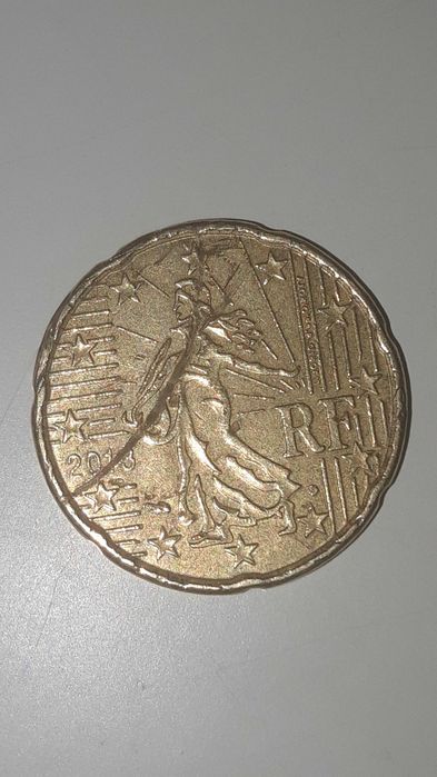 Moeda de 20  centimos com defeito.