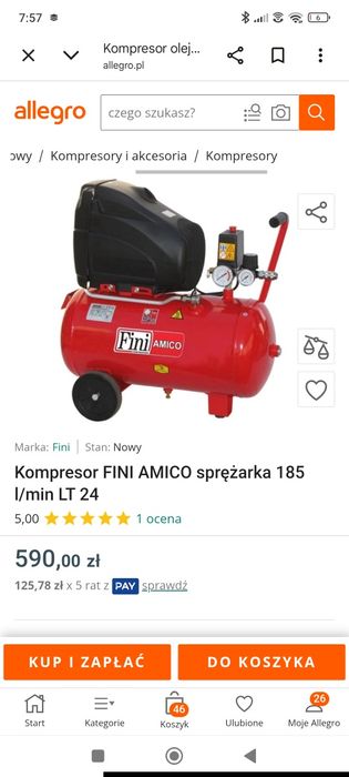 Kompresor FINI AMICO sprężarka 185 l/min LT 24