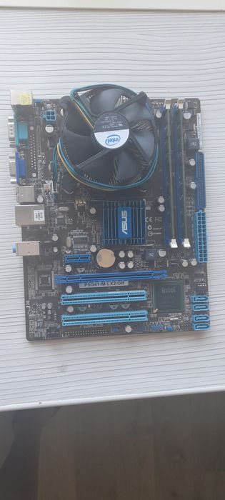 Комплект мать asus p5g41-m lx/gb ОЗУ 4гб CPU 4 ядра