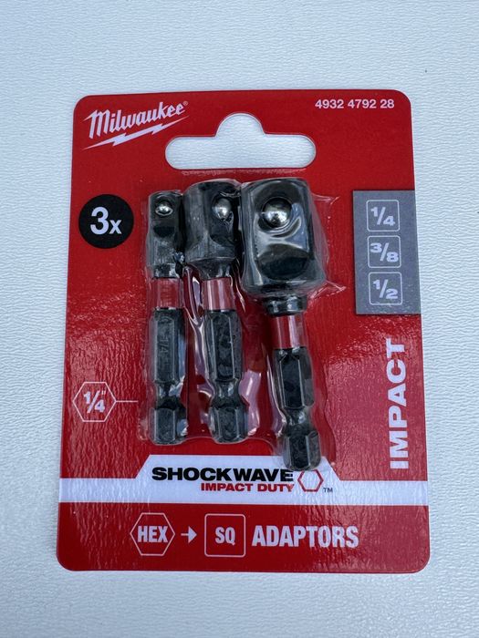 Адаптери Milwaukee набір з 3шт  1/4-1/2,3/8,1/4
