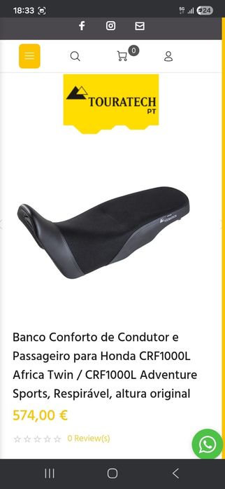 Banco Confort Touratech Honda Africa Twin 1000,2016