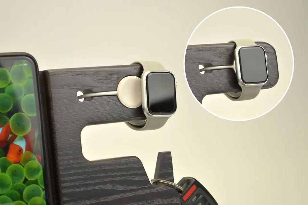 Деревянная подставка органайзер для гаджетов, телефона  ключей часов