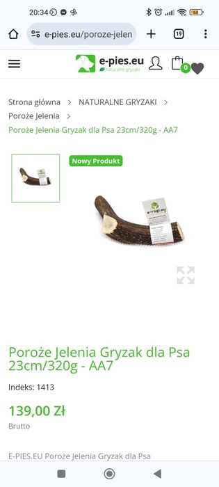 Gryzak naturalny dla psa 23cm/350g