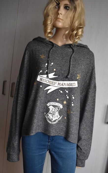 Bluza M L 38 dzianinowa z kapturem Harry Potter wygodna oversize luźna 40
