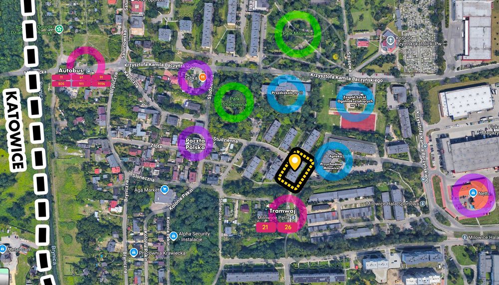 Mieszkanie 33,44 m² | Sosnowiec Milowice | Kawalerka 500m do Katowic