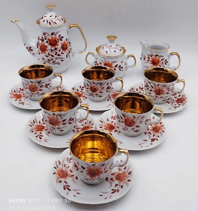 Serwis kawowy Macedonia Włocławek ręcznie malowany Borucki