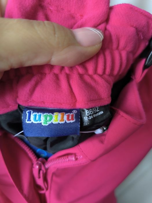 Różowe spodnie na śnieg na szelkach Lupilu r.86/92 nieprzemakalne