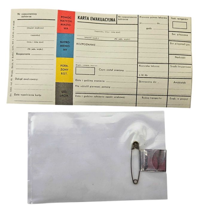 Wojskowy Druk - Karta ewakuacyjna duża z folią