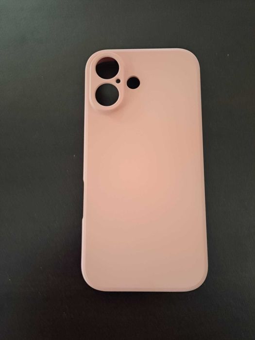 Capa em Silicone para iPhone 16 – Rosa Pastel Suave e Flexível