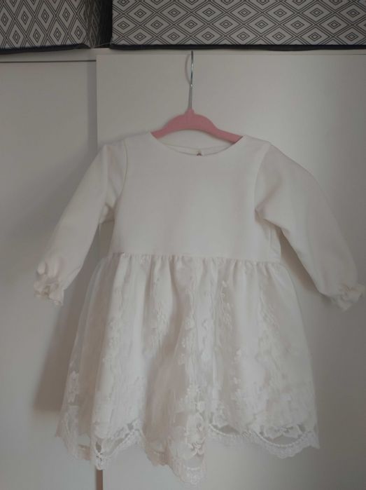 Sukienka dla dziecka  na chrzest, sukienka na chrzciny , ślub, biała Milulove Marieta r.80