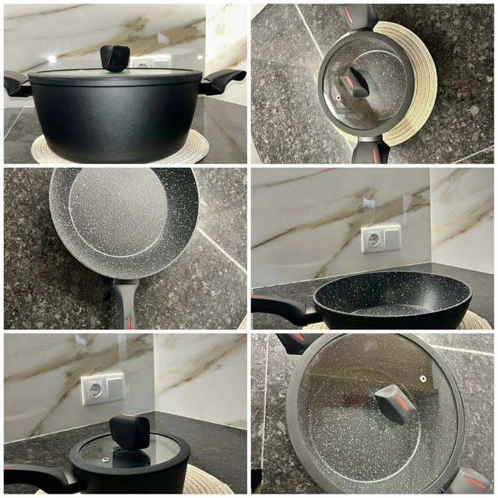 conjunto de 6  panelas de indução antiaderente.