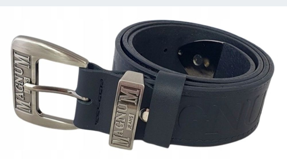 Pasek męski czarny skórzany  do spodni Magnum Jeans