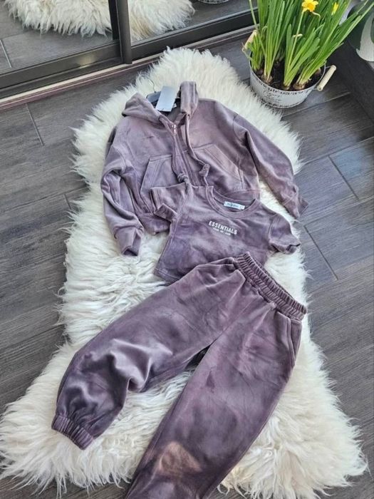 Стильний велюровий костюм 3в1 для дівчинки:116,122,128,134,140!Новий!