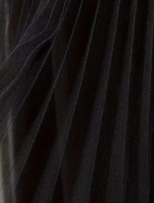 Czarna tiul tiulowa plisowana midi L