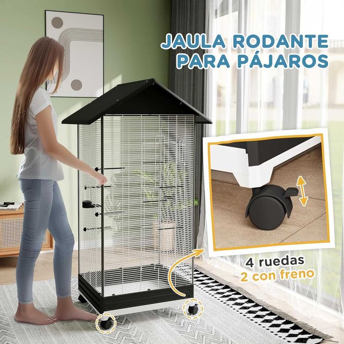 PORTES GRÁTIS - Gaiola para Pássaros com Rodas 79x65x155cm