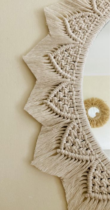 Lustro lusterko okrągłe makrama boho  48 cm