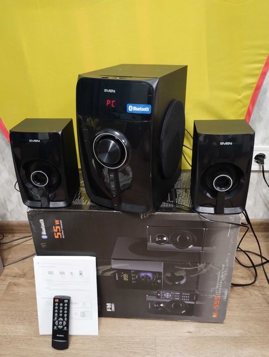 Муз центр с сабвуфером ( Блютуз / USB / AUX / тюнер / TFT-SD-карта )