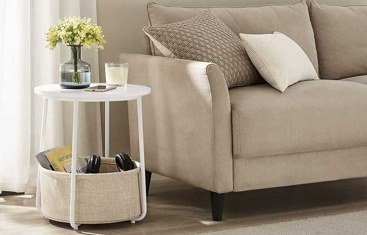 Stolik kawowy nocny z koszem biały beż DUŻY wybór DaMaOutlet.pl