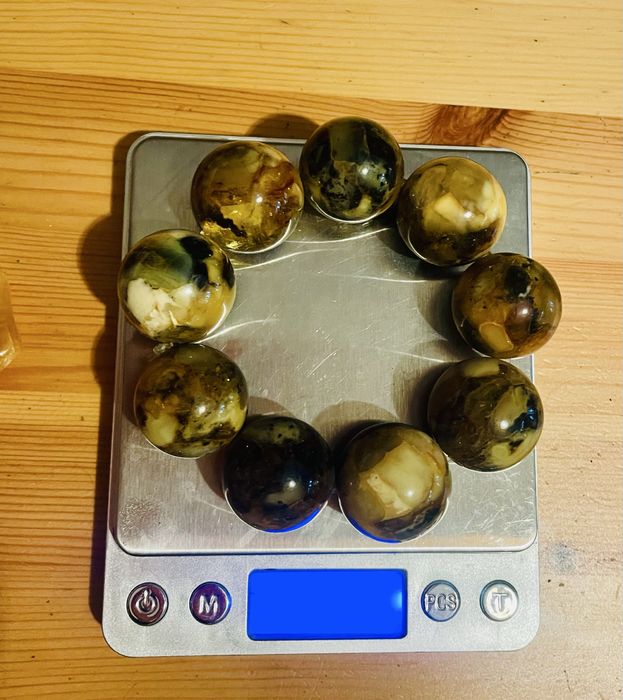 Nowa bransoleta z naturalnych bursztynowych dużych kulek