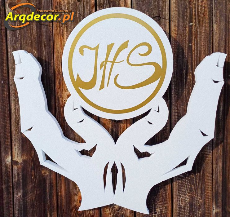 Hostia ihs, dłonie. Pierwsza Komunia, ozdoby styropianowe arqdecor