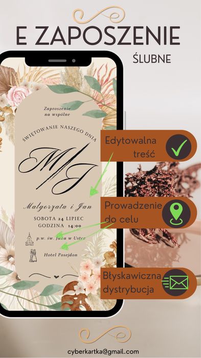 Jedyne takie Boho elektroniczne zaproszenie ślubne