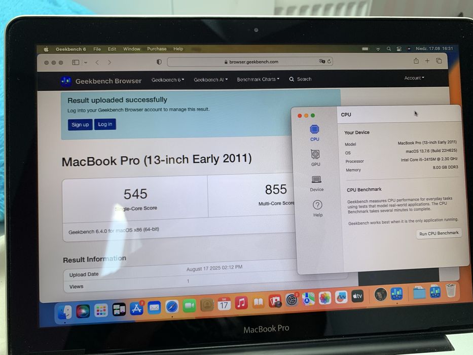 Apple macbook pro 2011 a1278 ventura gry