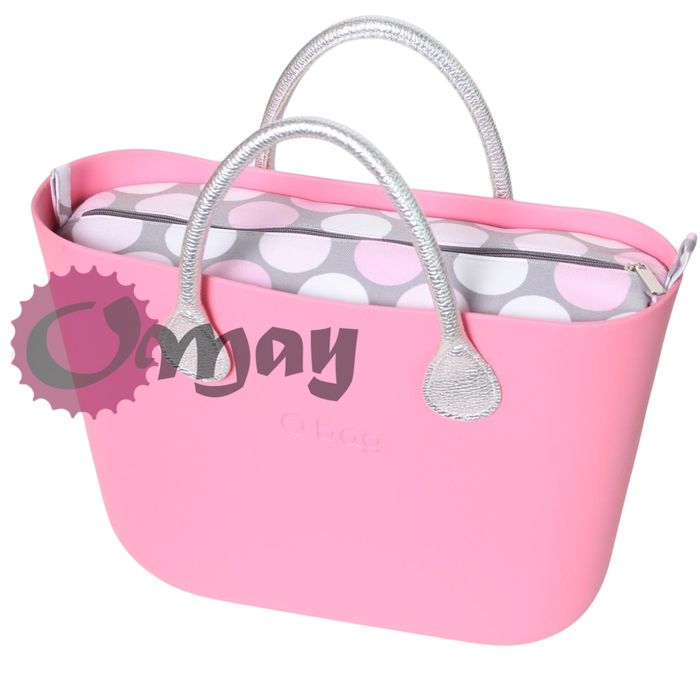 Szary organizer do OBAG STANDARD grochy róż pudrowy 2 kieszenie OMAY