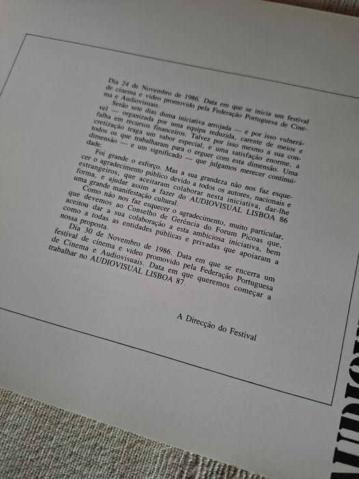Catálogo de festival de cinema em Lisboa ano 1986