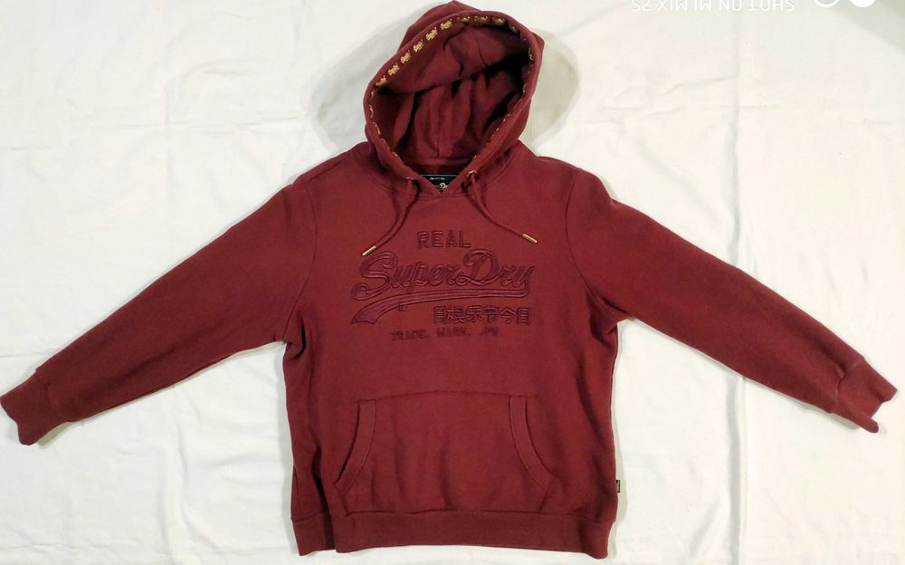 bluza # SUPERDRY Vintage Logo Premium Kaptur Solidna Ciepła LUX # L