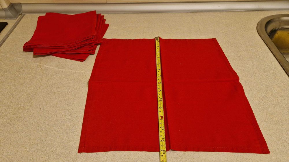 Conjunto 9 guardanapos de tecido vermelho, quadrados 38 cm x 38 cm