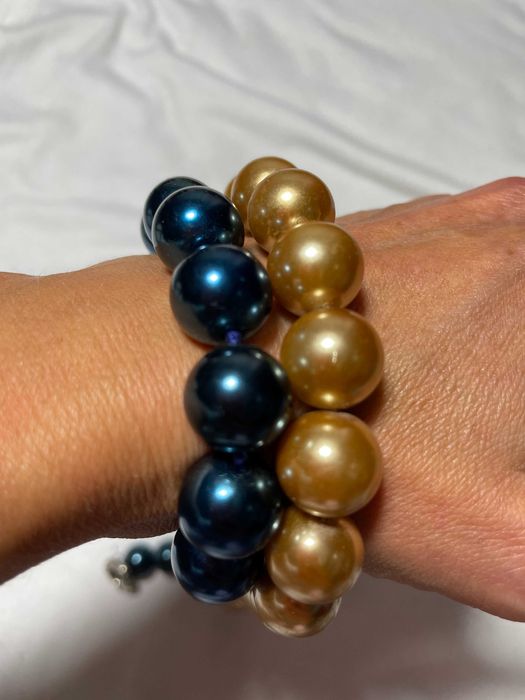 Piękne perły granat i złoto