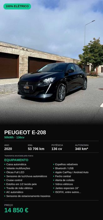 Peugeot E-208 50Kwh 136cv