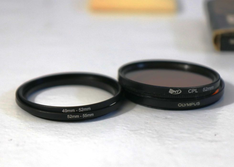 Filtros Close-Up 55mm Polarizador 52mm e anéis de adaptação