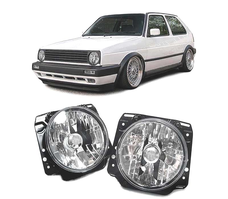 FARÓIS VOLKSWAGEN VW GOLF 2 83-91 FUNDO CROMADO