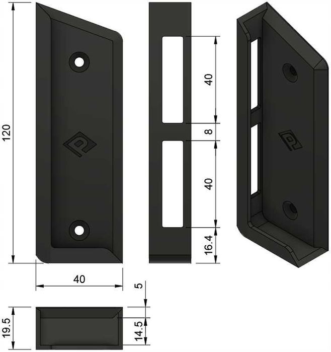 OUTLET Uchwyt PIONOWY na tablet 14mm (czarny)