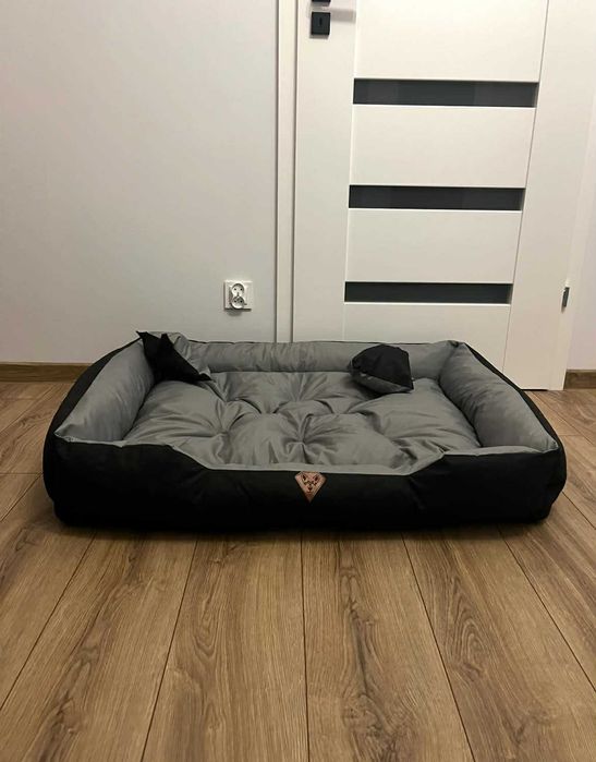 Legowisko dla psa XL 115x95 szare wodoodporne – dwie poduszki gratis