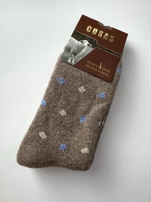 Wełniane skarpetki w groszki Beżowy