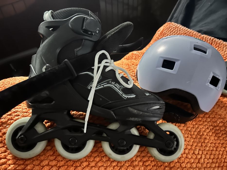 Patins linha crianca com capacete