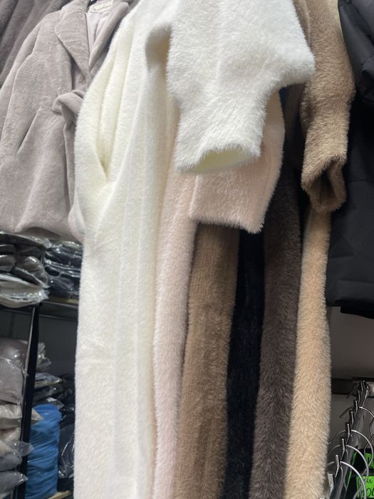 Kardigan sweter długi alpaka brąz
