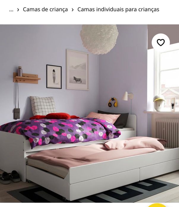 Cama solteiro, com arrumação